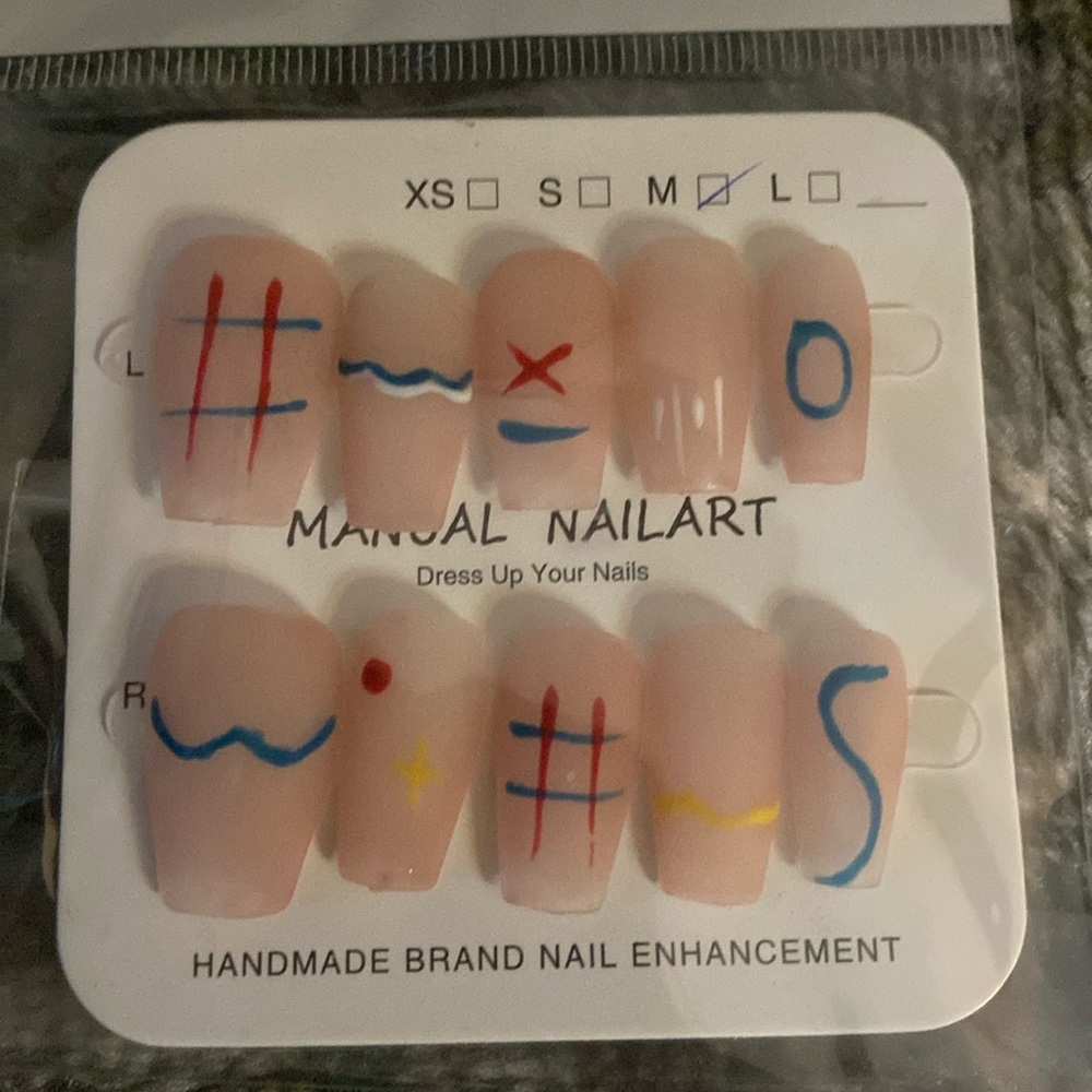 Pink TickTac Toe Press On Nails